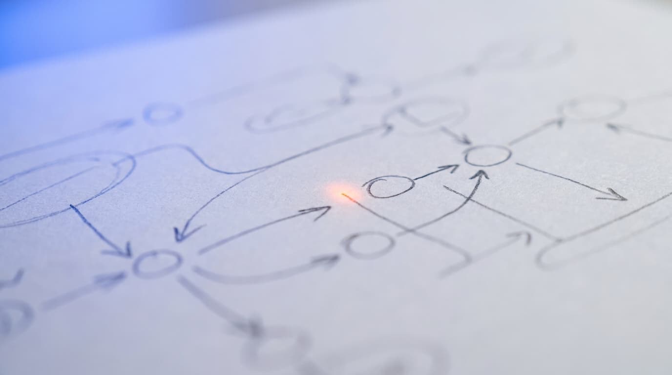Atmospheric overhead detail of workflow notes and measurement diagrams